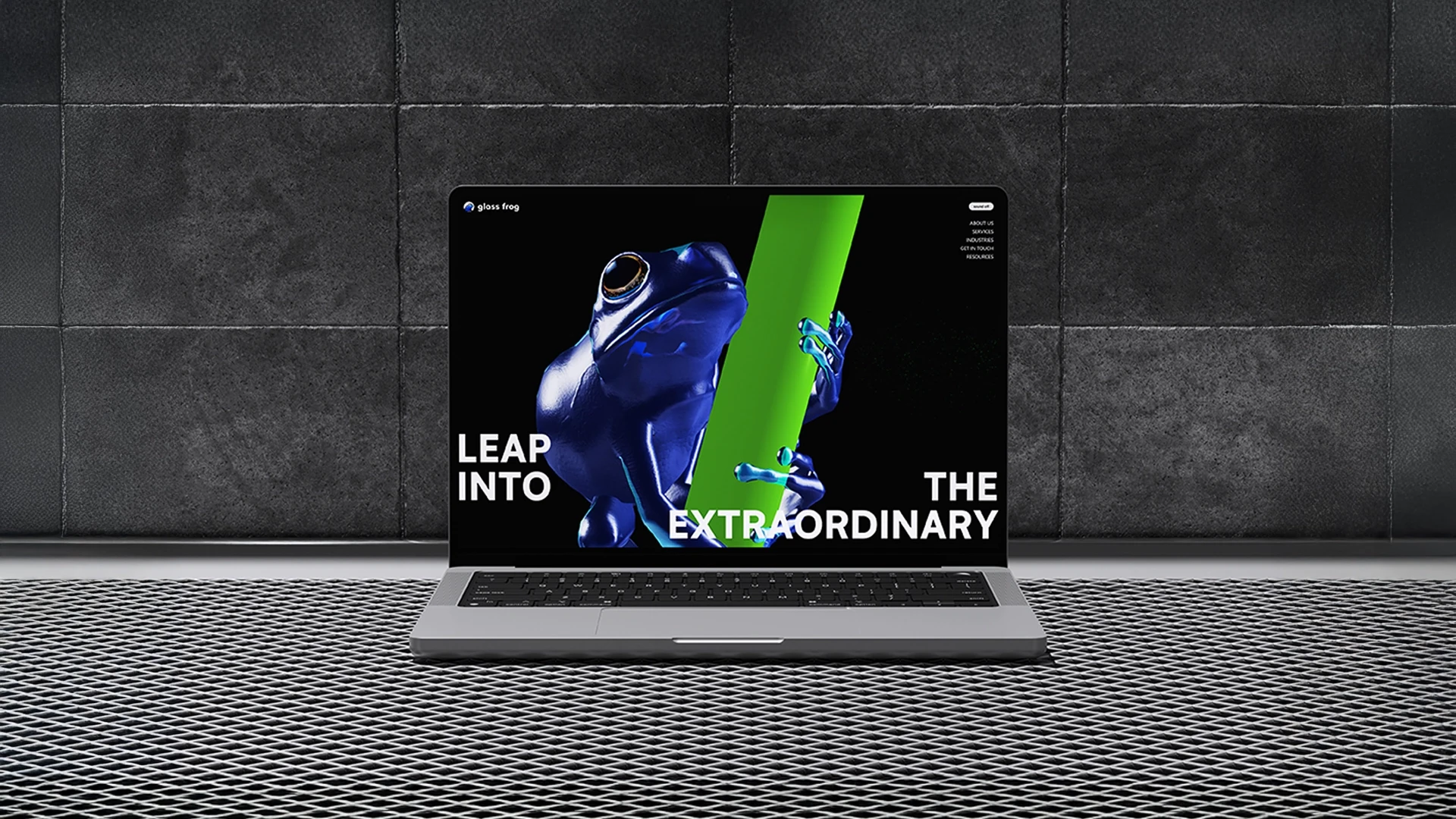 Glassfrog creative agency branding, 3D visuals, and website UI design by Meanwhile